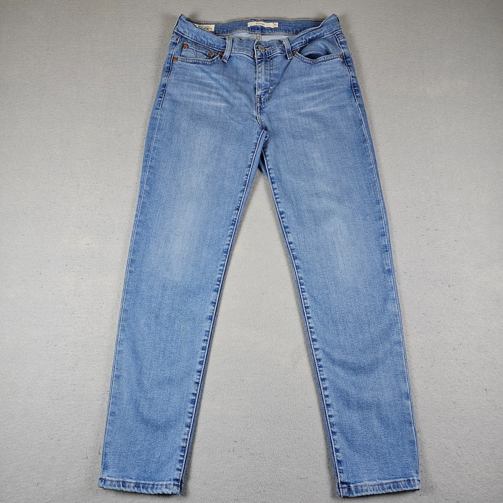 Levis Premium Boyfriend Jeans Womens 25x27 Blue Light Wash Stretch Low Rise
